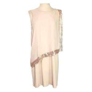 Enfocus Women Dress Sequined Overlay Trim Plus Pink Size 14W